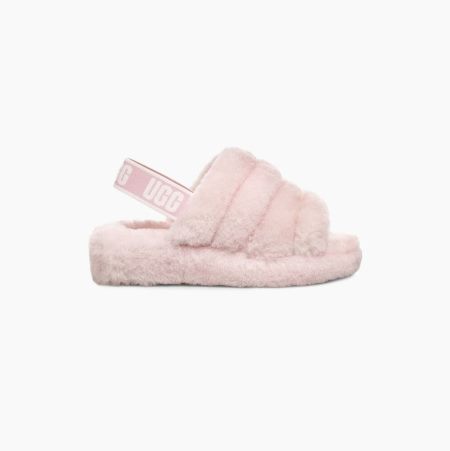 UGG Fluff Yeah Grey Pink Slides for Women (UZLR31028)